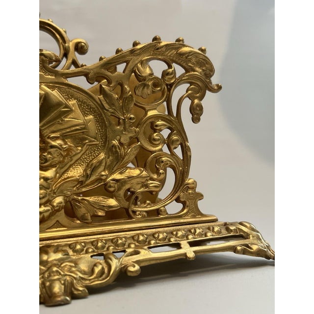 Antique Gilt Bronze Letter Holder Desk Accessory Child Boy Holding Envelops For Sale - Image 14 of 14