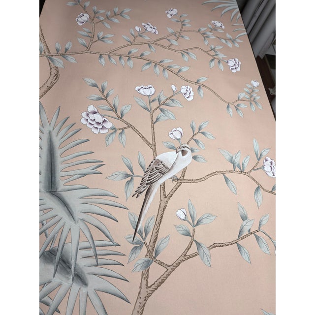 Not Yet Made - Made To Order Chinoiserie Hand‑Painted Wallpaper Panels, Taupe Tropical Floral Bird & Monkey Motifs, Set of 5 For Sale - Image 5 of 5