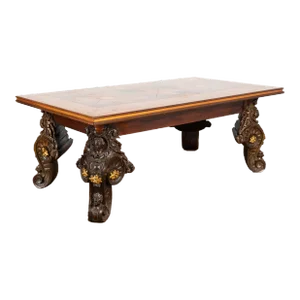 Antique Entryway Table With Inlaid Top and Bronze Legs, Italy Circa 1860-80