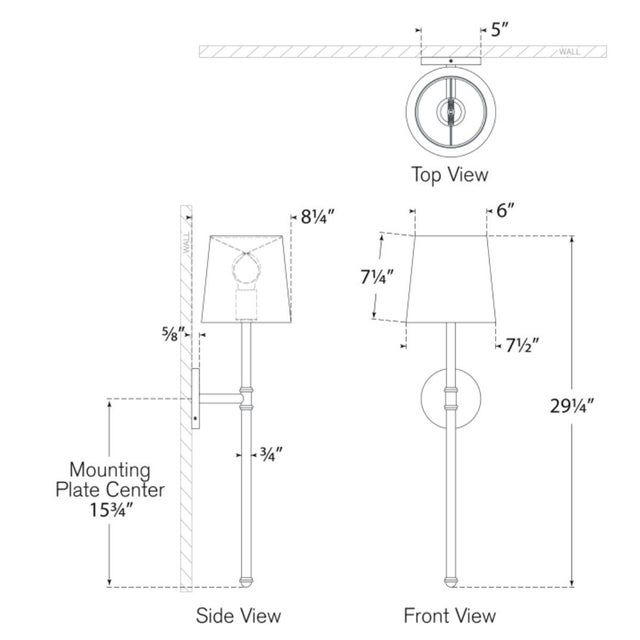 Camille Large Tail Sconce in Antique Nickel with Linen Shade Designer: Suzanne Kasler Finish: Antique Nickel Height: 29"...