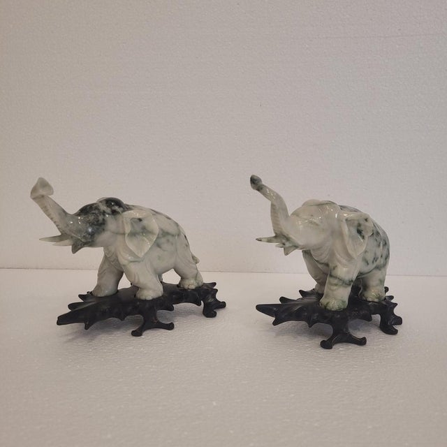 Vintage French Elephant Paperweights in Veined Marble, 1980s, Set of 2 For Sale - Image 4 of 18