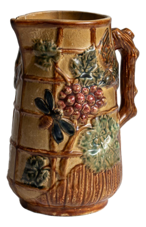 1900s French Amber Barbotine Ceramic Jug