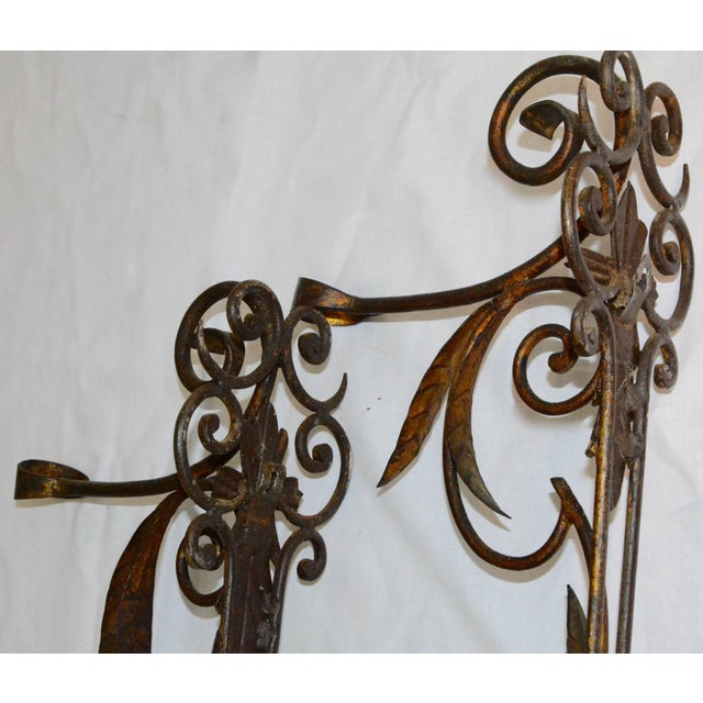 Pair of Metal Candleholder Wall Sconces With Foliate and Scrolls For Sale In Nashville - Image 6 of 7