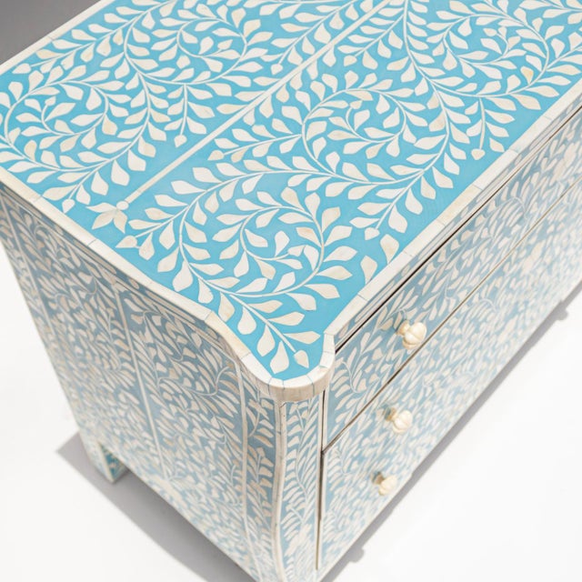 The French-Inspired Arabesque Bone Inlay Three-Drawer Chest combines the graceful proportions of classical French...