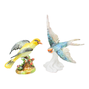 Pair of J T Jones Crown Staffordshire Birds Bone China - A Pair of 2