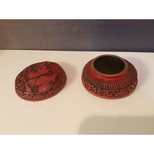 Mid 20th Century Carved Red Cinnabar Lacquer Box For Sale In Palm Springs - Image 6 of 7