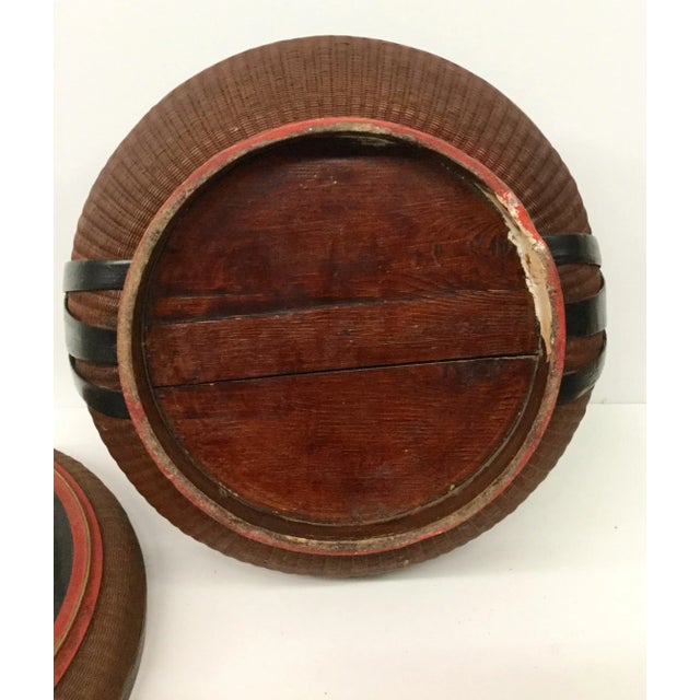 Antique Chinese Wood and Rattan Rice Box | Chairish