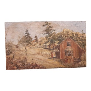 Landscape Farm Barn Signed Oil Painting For Sale
