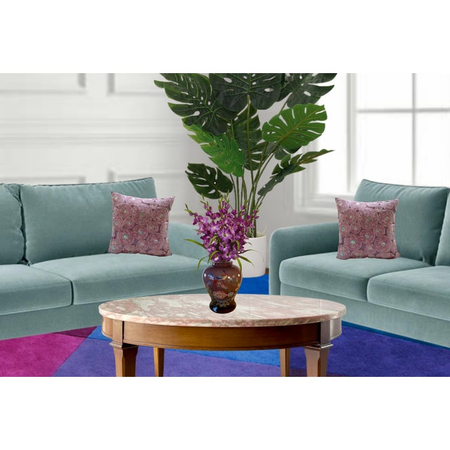 Murano Peacock Floral Purple Art Glass Vase For Sale - Image 13 of 18