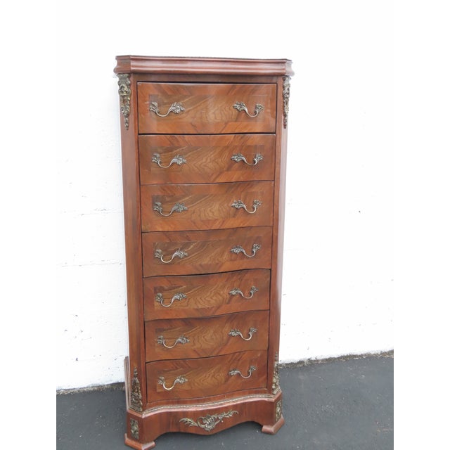 French Tall Narrow Inlay Lingerie Jewelry Chest 6428 For Sale - Image 18 of 18