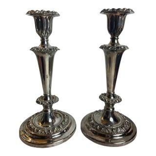 Antique 1800’s Victorian Candlesticks Silverplate Meriden Britannia Company - A Pair For Sale