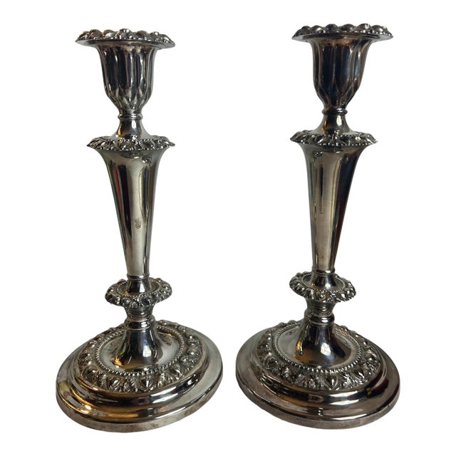 Antique 1800’s Victorian Candlesticks Silverplate Meriden Britannia Company - A Pair For Sale