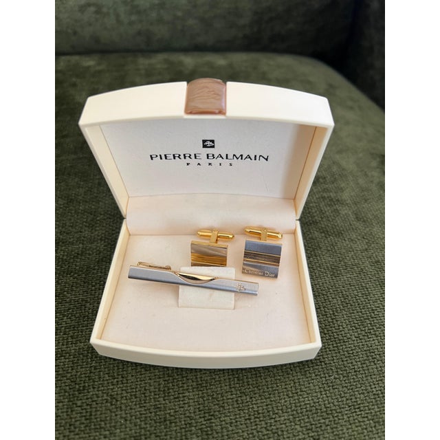 Rare Vintage Pierre Balmain "Circa 1980s" Cufflinks & Neck Tie Original Case For Sale - Image 18 of 18