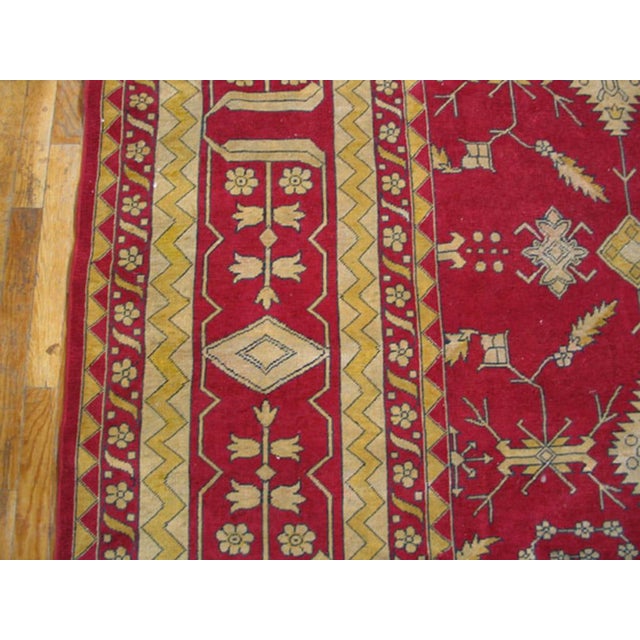 Mid 20th Century Impressive Red and Yellow Color With Geometric Design Antique Indian Rug For Sale - Image 5 of 8