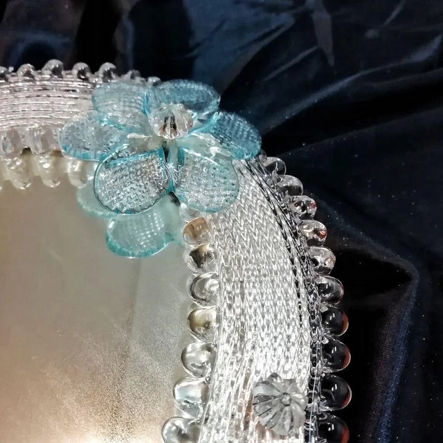 Venetian Glass Hand Mirror, 1970s, in Very Good conditions. Designed 1970 to 1979