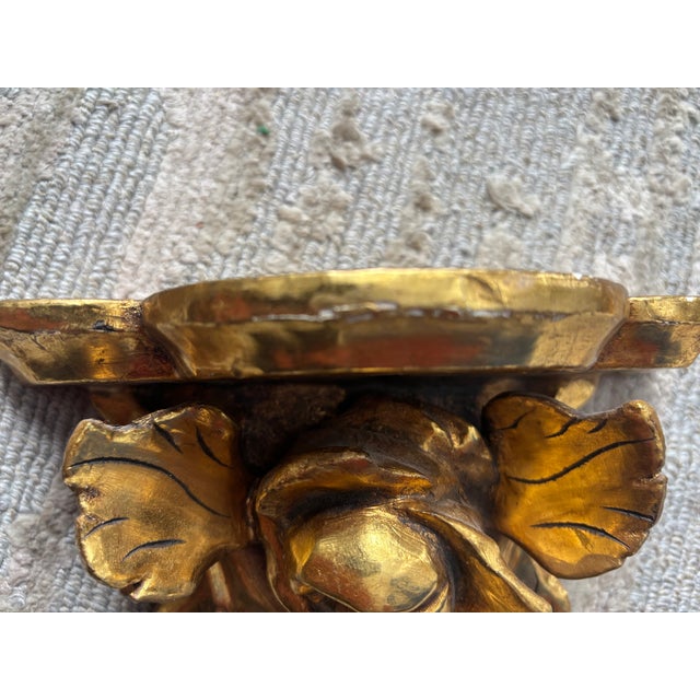 Rococo Italian Giltwood Floral Wall Brackets, a Pair For Sale - Image 3 of 9