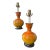 1950s Mid-Century Modern Orange Crackle Glaze Lamps - a Pair For Sale