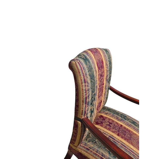 1990s 1990s Hickory Chair Co. Armchair Gainsborough Regency Bergere Lounge Louis XV Mahogany For Sale - Image 5 of 15