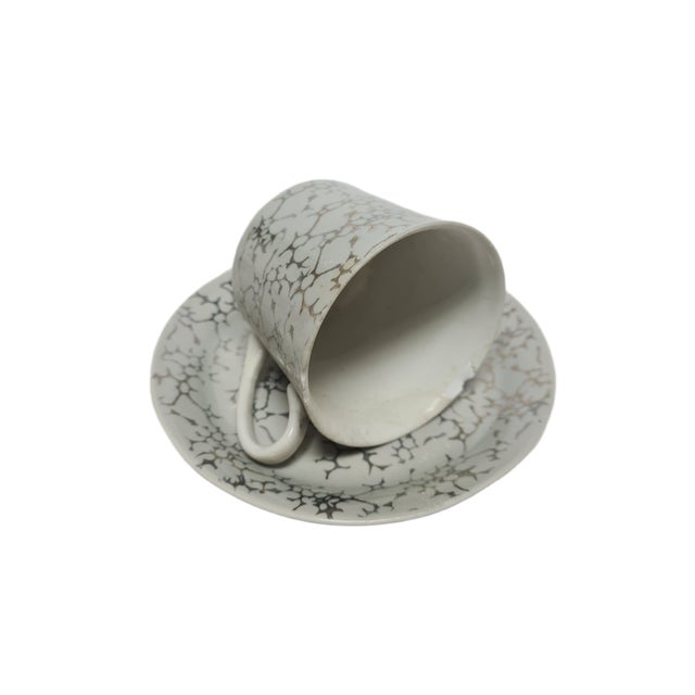 Gray Vintage Polish Cup and Saucer from Wałbrzych Pottery, 1970s, Set of 2 For Sale - Image 8 of 12