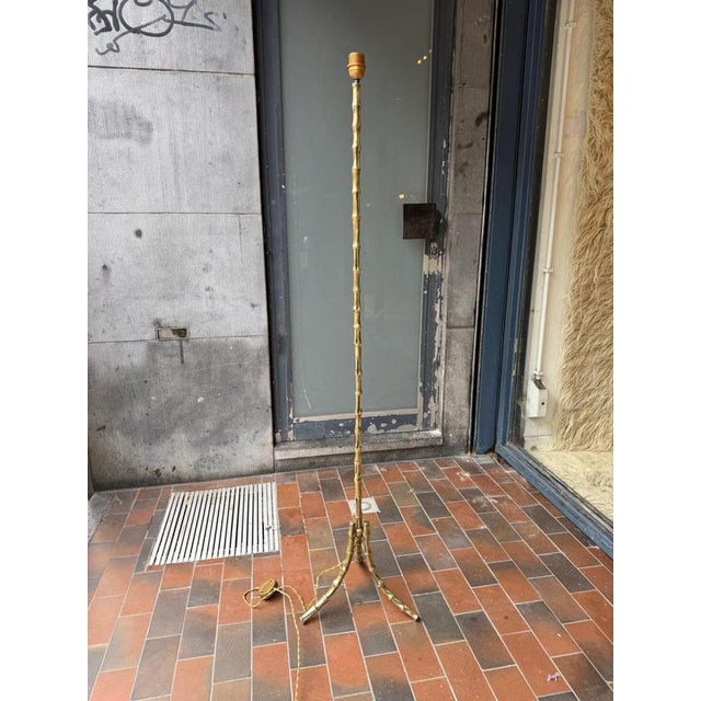 Triple Bronze Faux Bamboo Floor Lamps by Maison Bagues, 1950 For Sale - Image 4 of 17
