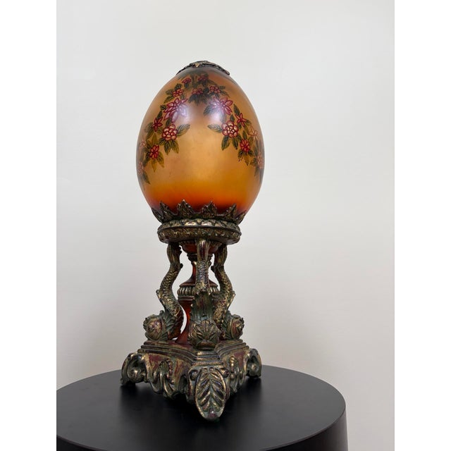Chinoiserie Vintage Hollywood Regency Porcelain Egg Sculpture For Sale - Image 3 of 11