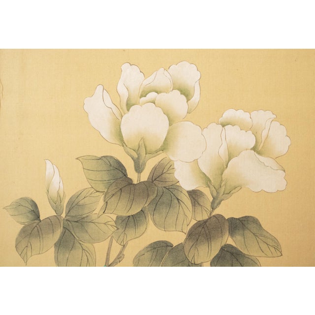 Maitland - Smith C. 1980s Maitland Smith, Painted Folding Screen "Magnolia and Sparrows" For Sale - Image 4 of 18