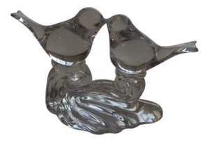 1950s Crystal Glass Kissing Doves Figurine