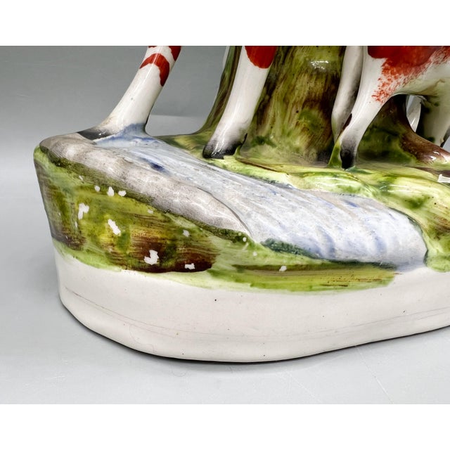 Large 19th Century Staffordshire English Cow and Calf Spill Vases, Pair – English Country / Victorian For Sale - Image 14 of 18