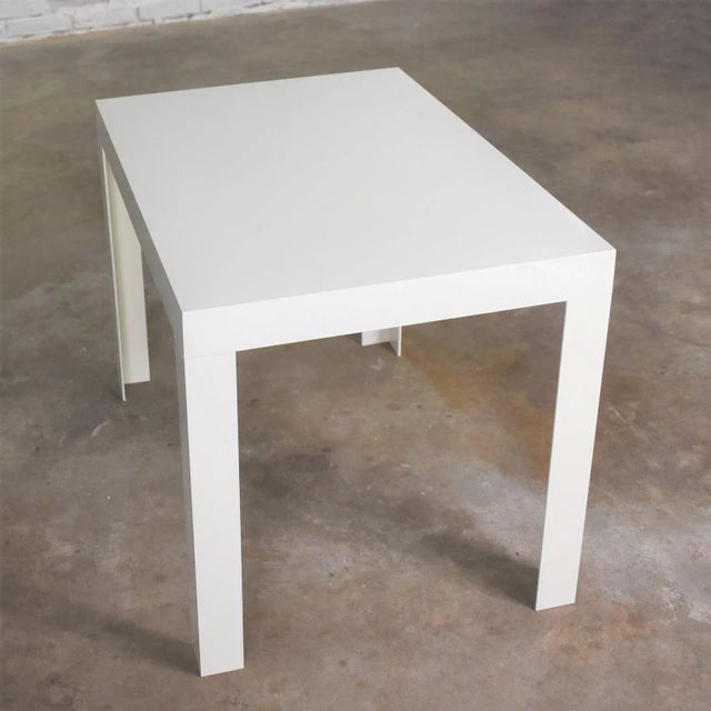 Vintage Modern White Molded Plastic Rectangular Parsons Style Side Table Style Syroco or Kartell For Sale - Image 9 of 13