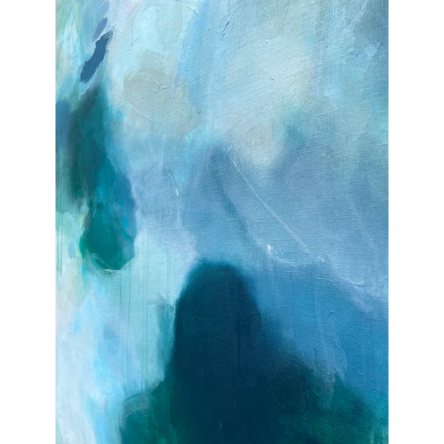 Forest Green “But Still, You” Large Lyrical Abstraction Diptych Painting in Ethereal Greens and Blues by Stacey Warnix For Sale - Image 8 of 16