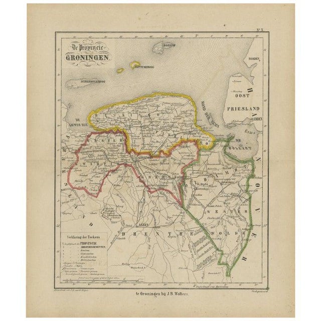 Antique Map of Groningen, 1864 For Sale