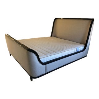 Modern Upholstered King Sleigh Bed For Sale