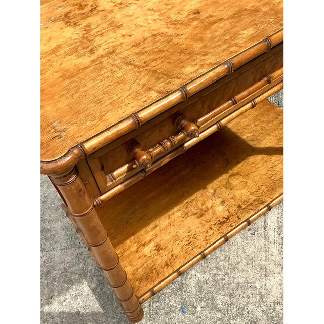 Vintage Wood Faux Bamboo Serving Cart For Sale - Image 9 of 14