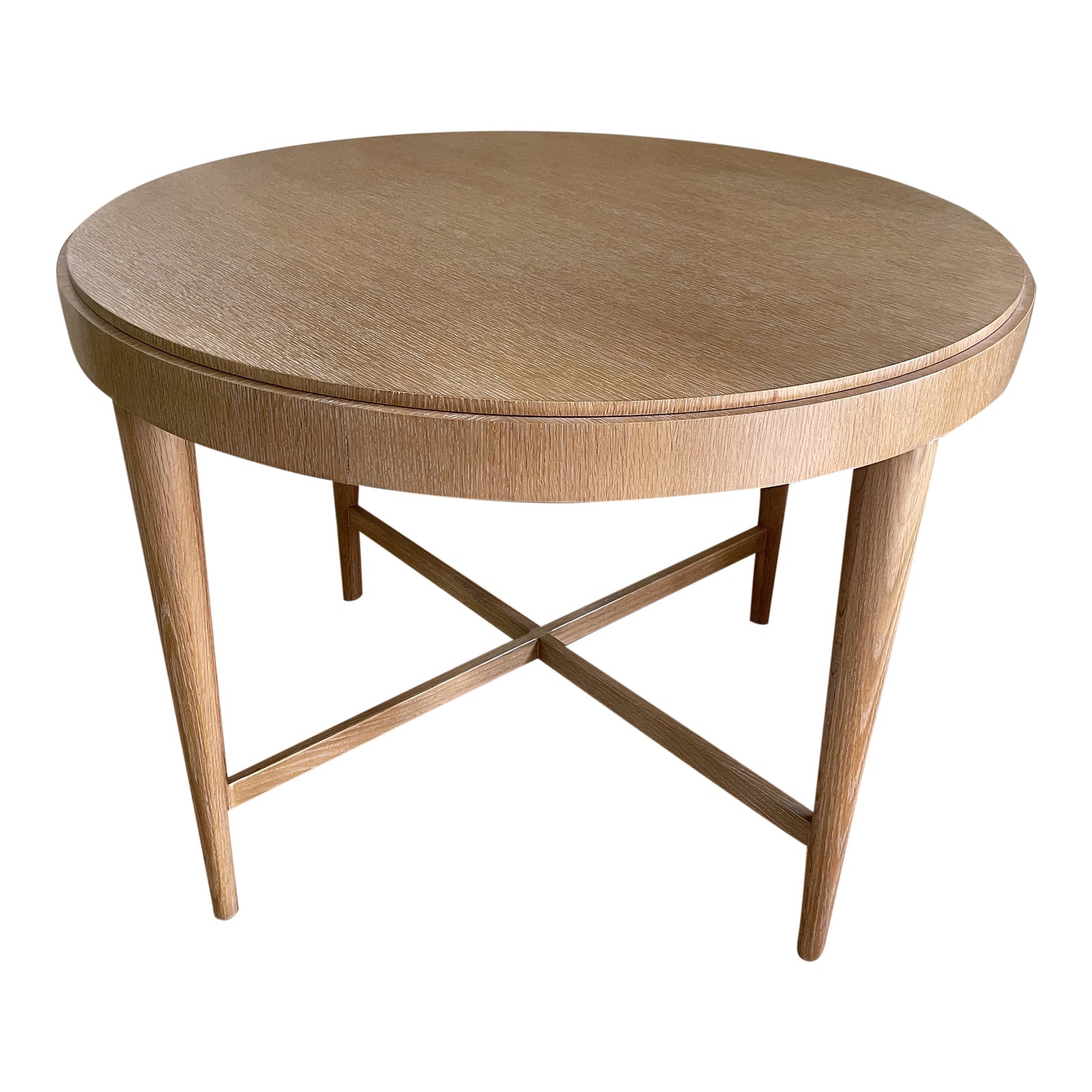 Vintage Pickled Oak Round Center Hall Table Chairish