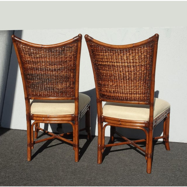 Pair of Lexington Tommy Bahama Bamboo Rattan Side Chairs For Sale - Image 14 of 18