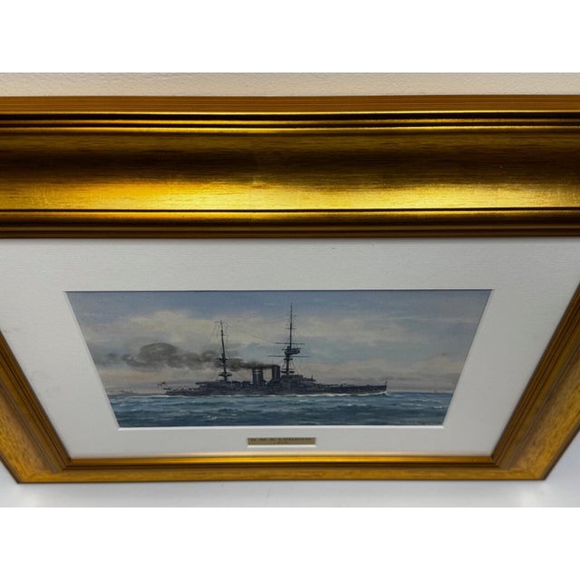 Frank Watson Wood Painting HMS London Signed First World War Royal Navy Watercolour Historic Anstice and Dardanelles Associations For Sale - Image 17 of 18