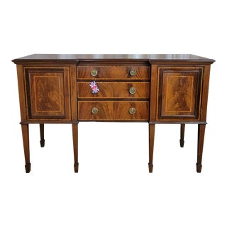 1910s Mahogany Inlaid Edwardian Breakfront Sideboard For Sale