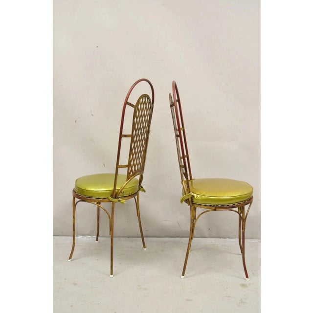 Vintage Italian Hollywood Regency Iron Gold Gilt Lattice Dining Set - 7 Pc Set For Sale - Image 14 of 14