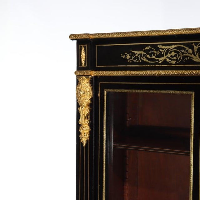 Early 20th Century Antique French Louis XVI Style Ebonized & Gilt Bookcase With Ormolu Mounts For Sale - Image 5 of 13
