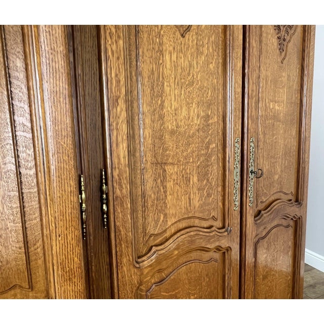 Vintage French Louis XVI Style Wardrobe in Oak For Sale - Image 11 of 14