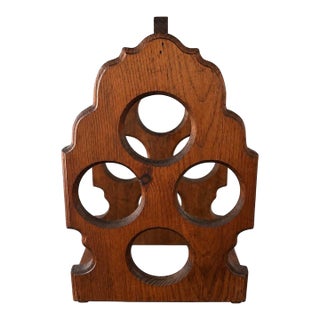 1970s Old-World Architectural Wood Wine Caddy For Sale