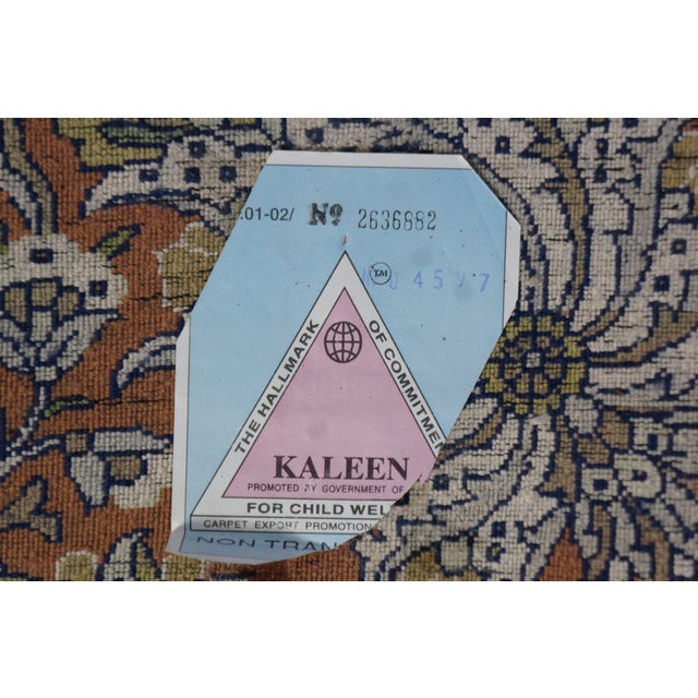 Vintage Indian Wool Handwoven Geometric Floral Medallion Area Rug Carpet 9 X 13' For Sale - Image 11 of 13