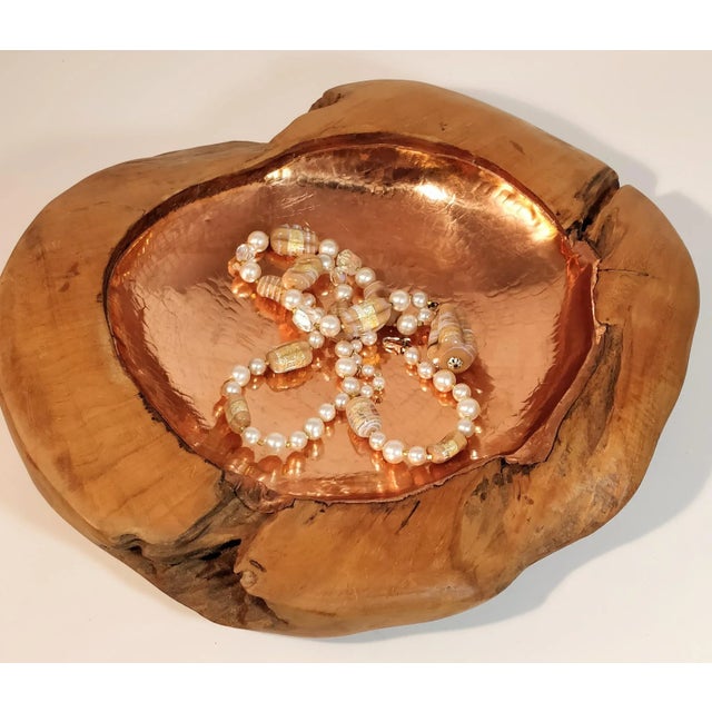 Wood Late 20th Century Vintage Copper Wood Bowl For Sale - Image 7 of 13