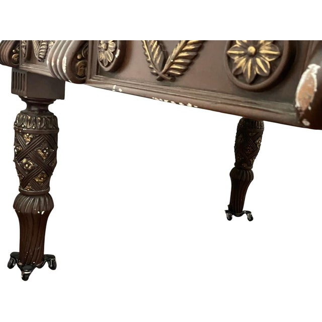 White Early 20th Century Neoclassical Revival Carved Wood & Marble-Top Library Table on Casters For Sale - Image 8 of 18