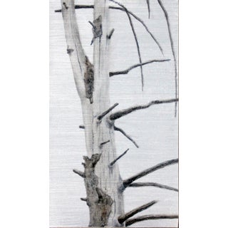Eastern Hemlock Woolly Adelgid by Lisa Lebofsky | Oil on aluminum depiction of a tree trunk. For Sale