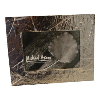 Vintage Michael Aram Handcrafted Forest Leaf Collection 5 X 7 Nickel Photo Frame For Sale