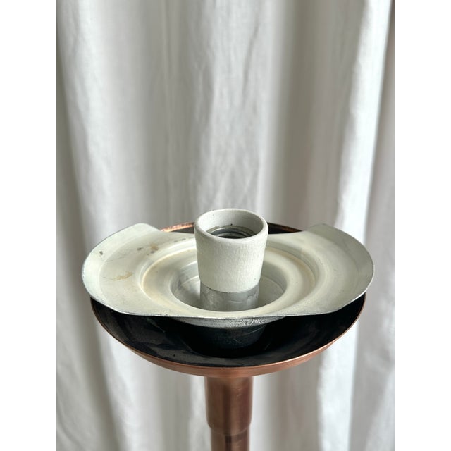 Mid-Century Hungarian Industrial Copper Floor Lamp with Amber Glass Shade, 1970s For Sale - Image 16 of 18