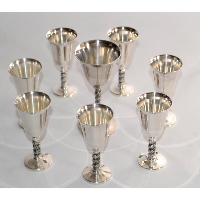 1930s Mid-Century Modern F. B. Rogers Silver Plated Goblets Stemware, Set of 8 For Sale - Image 17 of 18