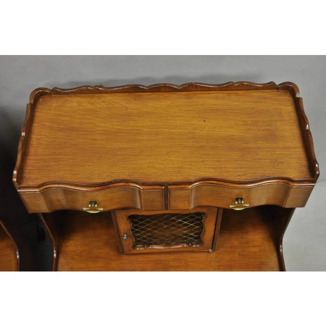 Wood Vintage French Country Provincial Walnut Fruitwood Step Nightstands - A Pair For Sale - Image 7 of 12
