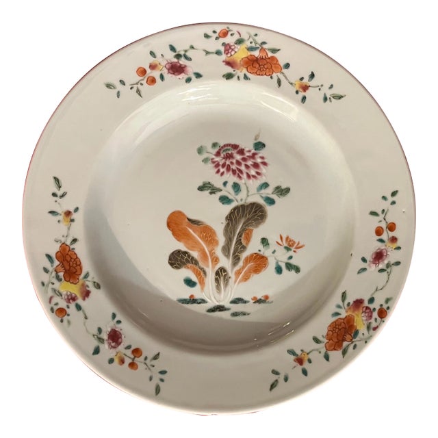 Antique 18th Century Chinese Export Qianlong Porcelain Famille Rose Plate For Sale